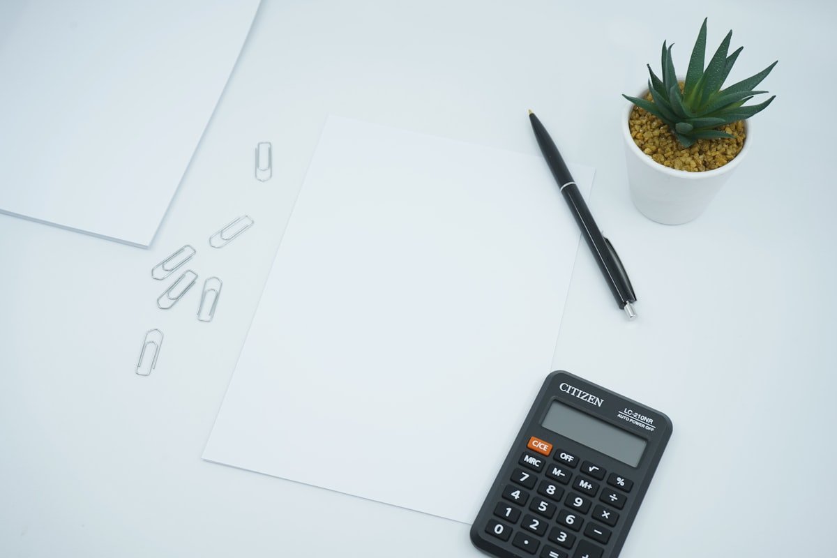 Calculator and financial documents